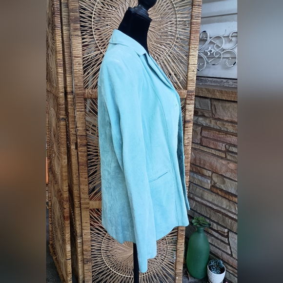 Vintage Liz Claiborne Women's Light Blue Suede Jacket_M - Picture 6 of 8